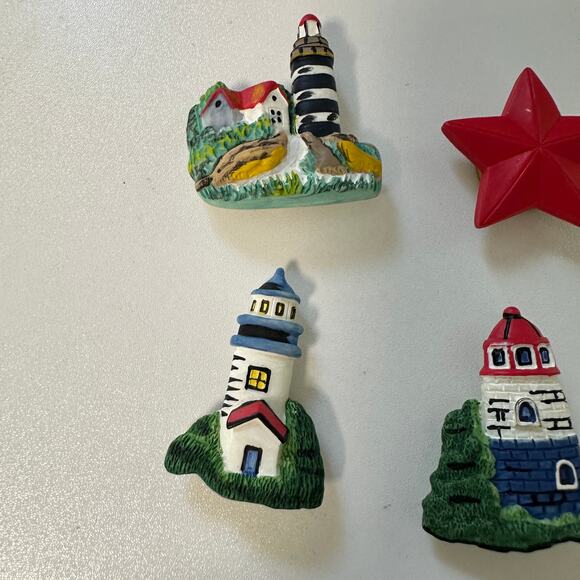 Vintage Nautical Lighthouse Button Covers 70s 80s Starfish Plaster Mermaid Sea - Picture 3 of 4